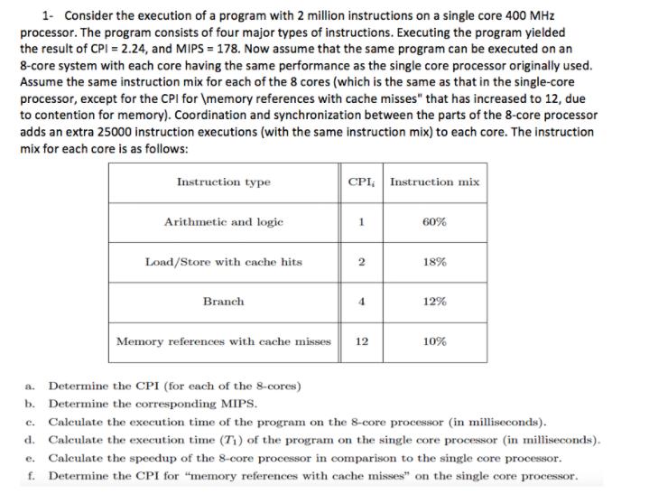 Solved 1. Consider The Execution Of A Program With 2 Million | Chegg.com