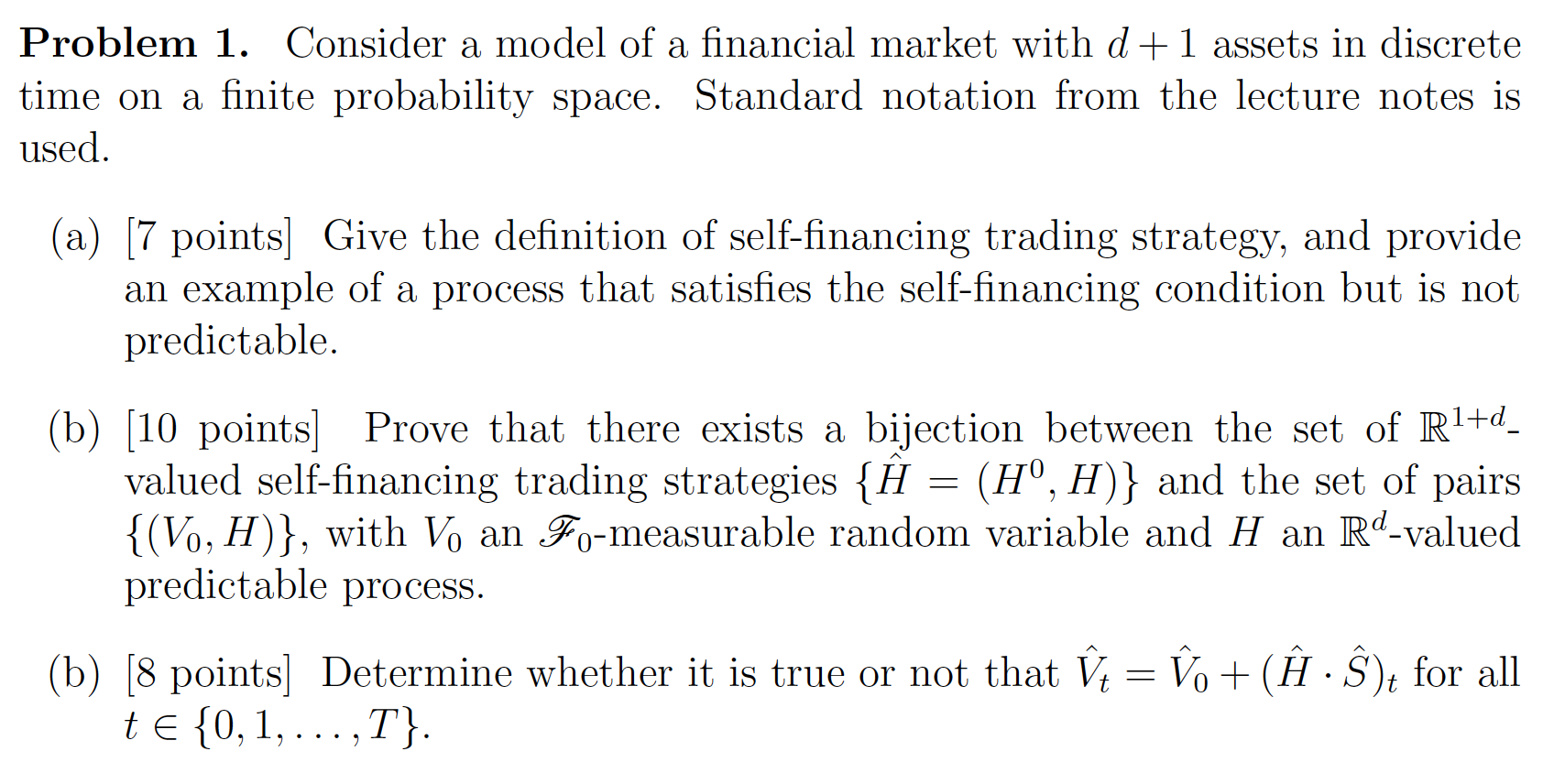 Problem 1 Consider A Model Of A Financial Market Chegg Com