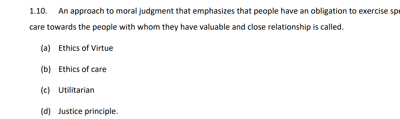 Solved 1.10. An Approach To Moral Judgment That Emphasizes | Chegg.com