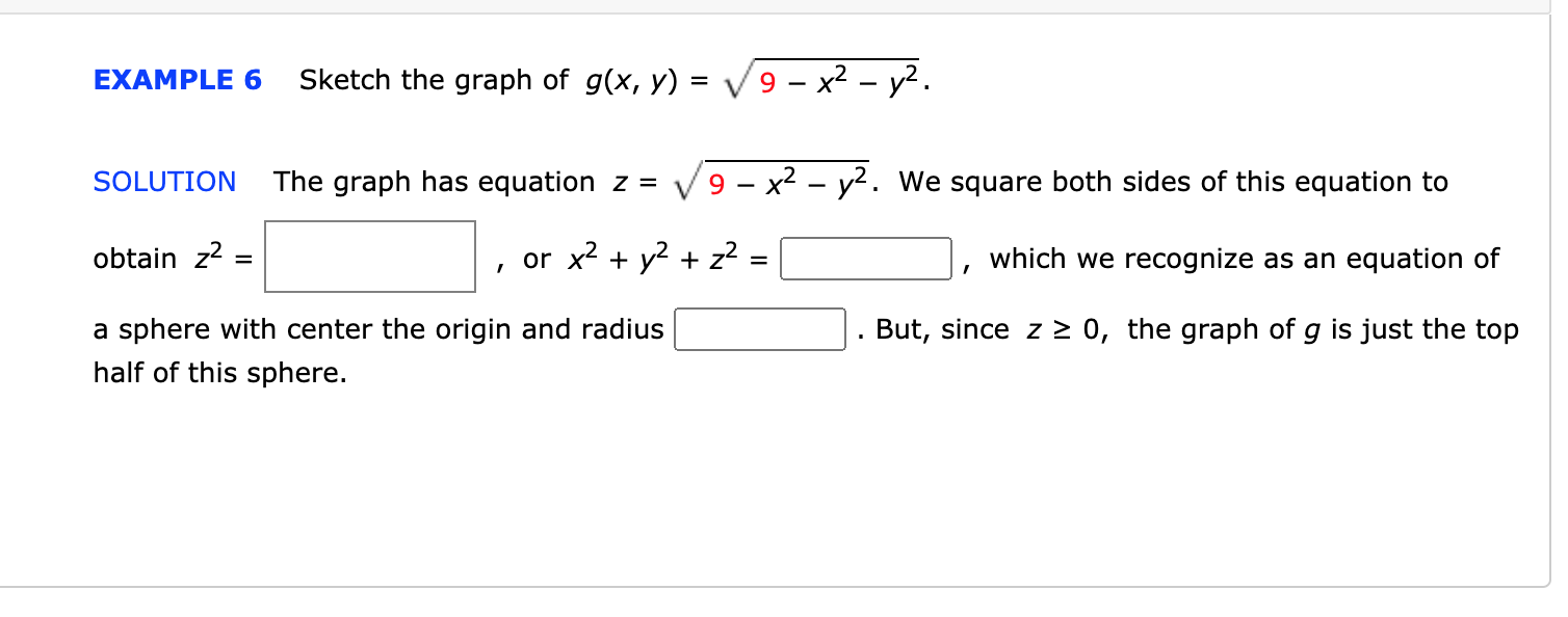 Solved Example 6 Sketch The Graph Of G X Y 9 X2 Y2 Chegg Com