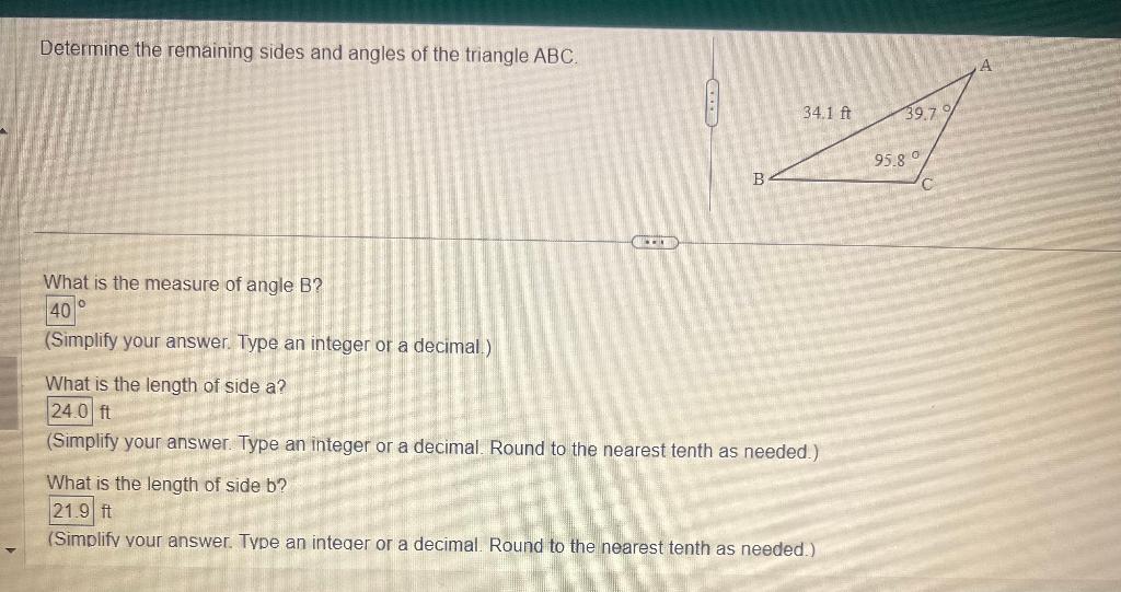 Solved Determine The Remaining Sides And Angles Of The | Chegg.com