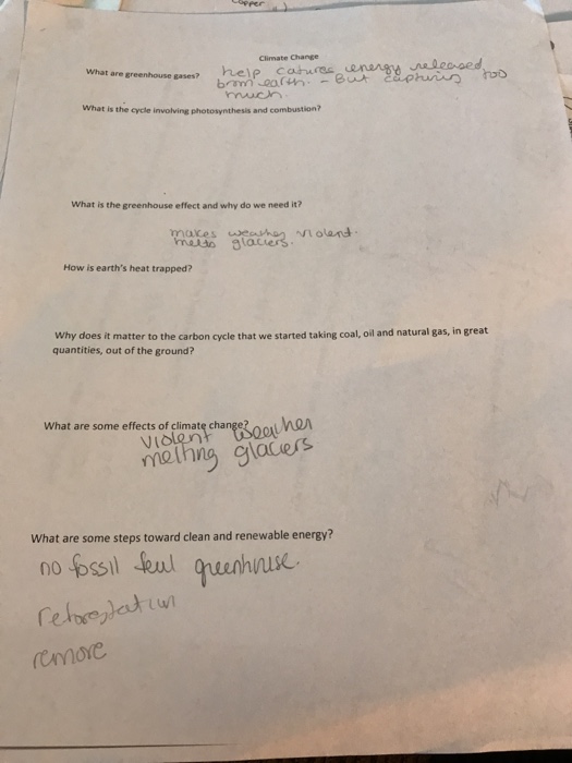 Solved Climate Change What are greenhouse gases? help