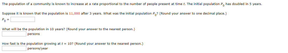 Solved The population of a community is known to increase at | Chegg.com