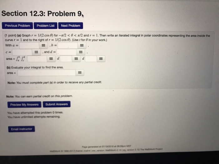 Solved Section 12.3: Problem 9, Previous Problem Problem | Chegg.com