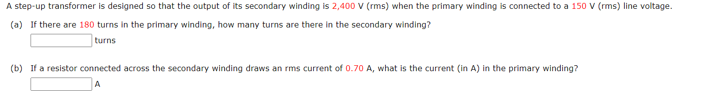 Solved A step-up transformer is designed so that the output | Chegg.com