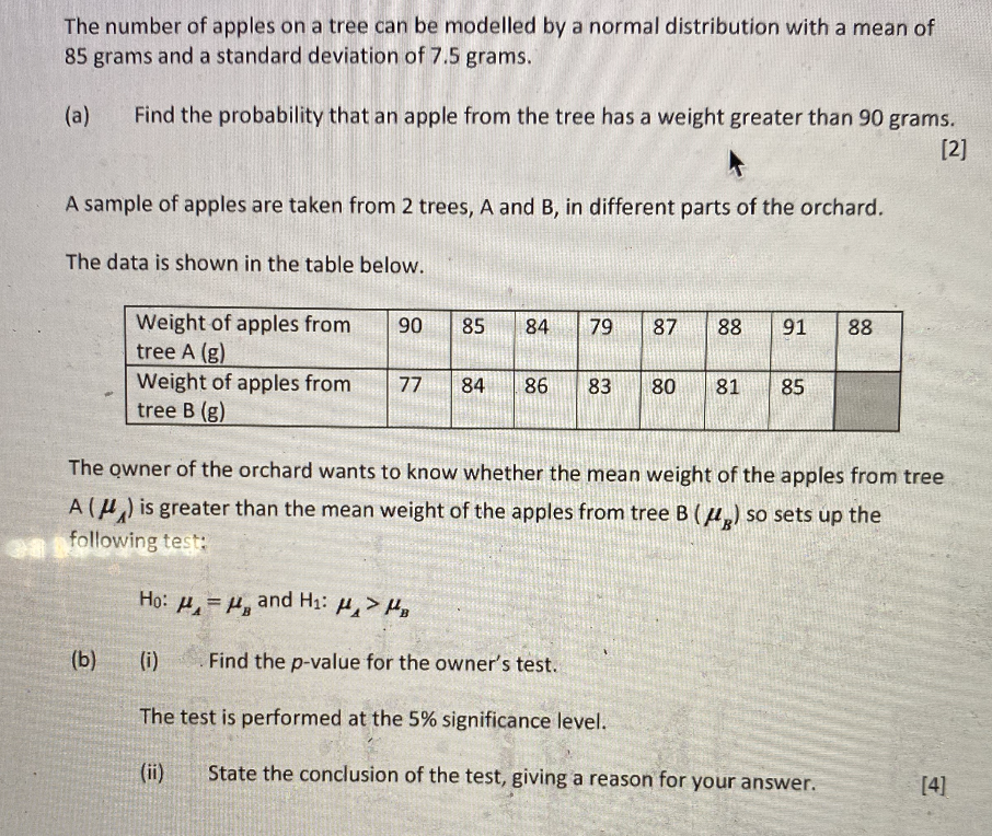 Solved The Number Of Apples On A Tree Can Be Modelled By A | Chegg.com