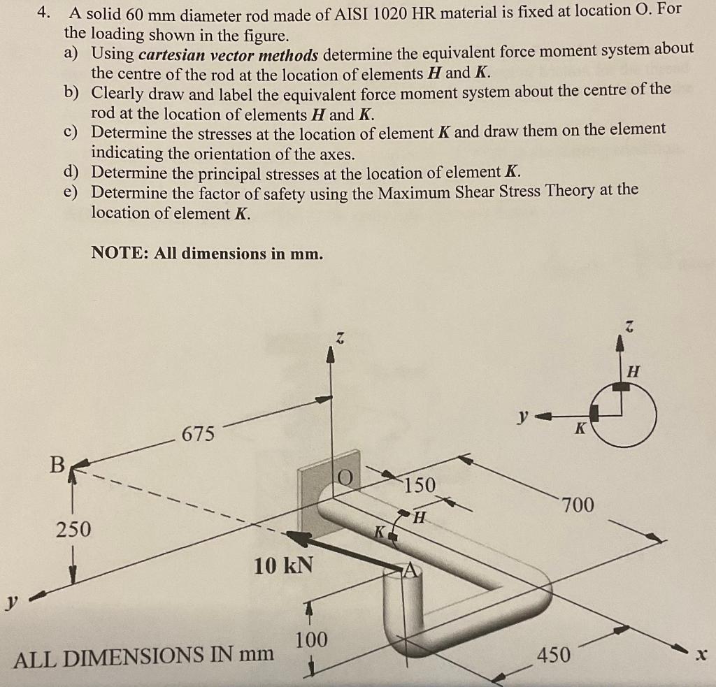Solved 4. A solid 60 mm diameter rod made of AISI 1020HR | Chegg.com