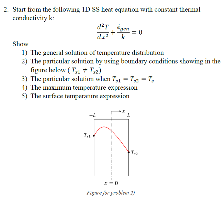 Solved 2. Start from the following 1D SS heat equation with | Chegg.com