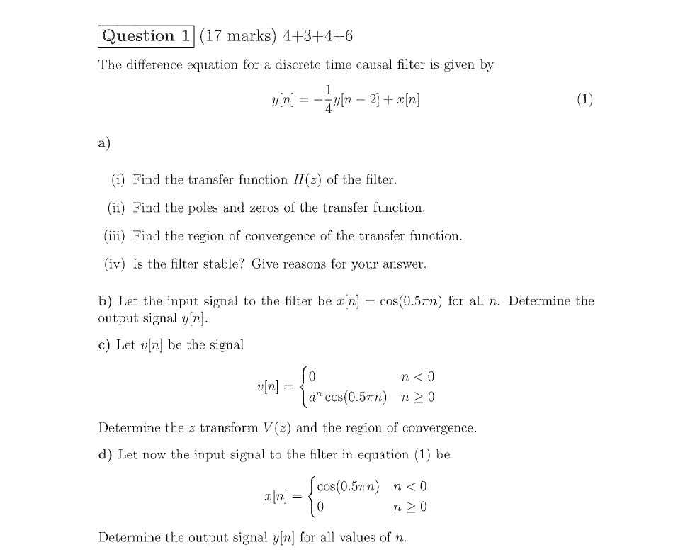 Question 1 17 Marks 4 3 4 6 The Difference Equation Chegg Com