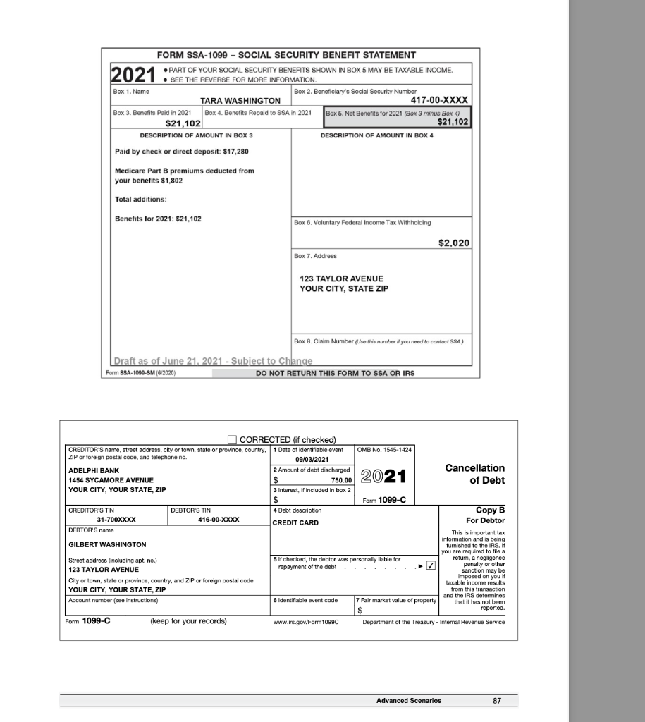 Advanced Scenario 7 Gilbert and Tara Washington