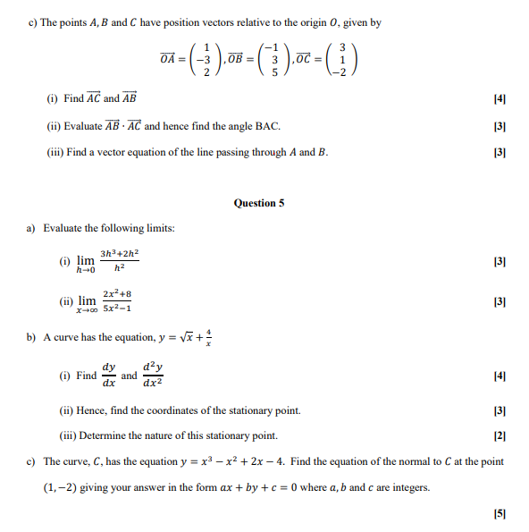 Solved C) The Points A, B And C Have Position Vectors | Chegg.com