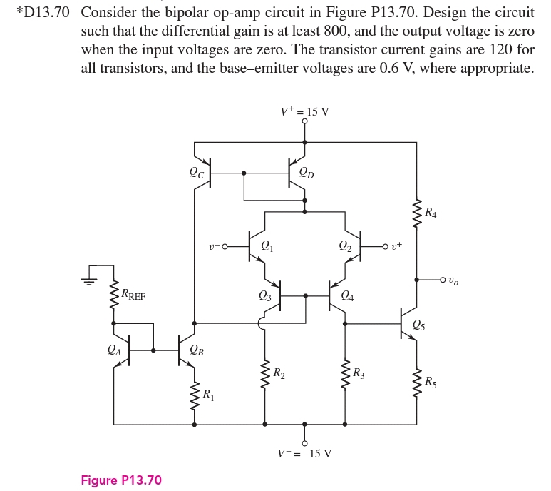 Solved Consider the bipolar op-amp circuit in Figure P13.70. | Chegg.com