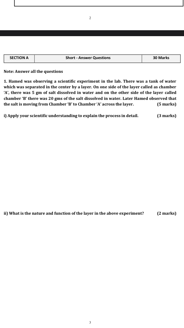 Solved SECTION A Short - Answer Questions 30 Marks Note: | Chegg.com