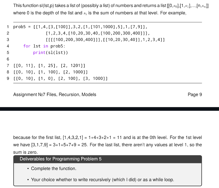 Solved This function sl(Ist, p) takes a list of (possibly a | Chegg.com