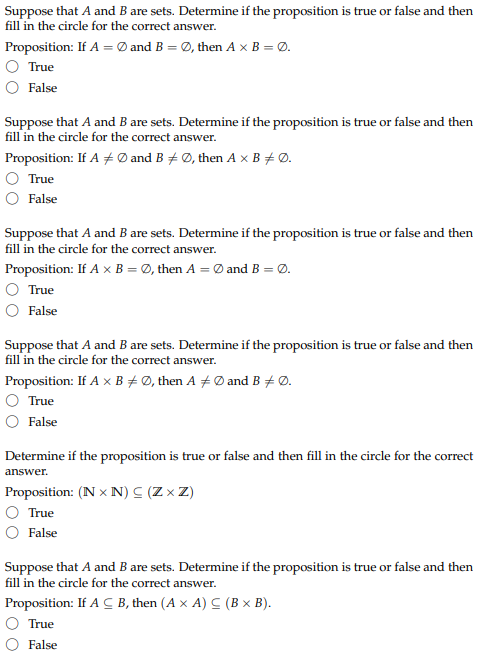 Solved Suppose That A And B Are Sets. Determine If The | Chegg.com