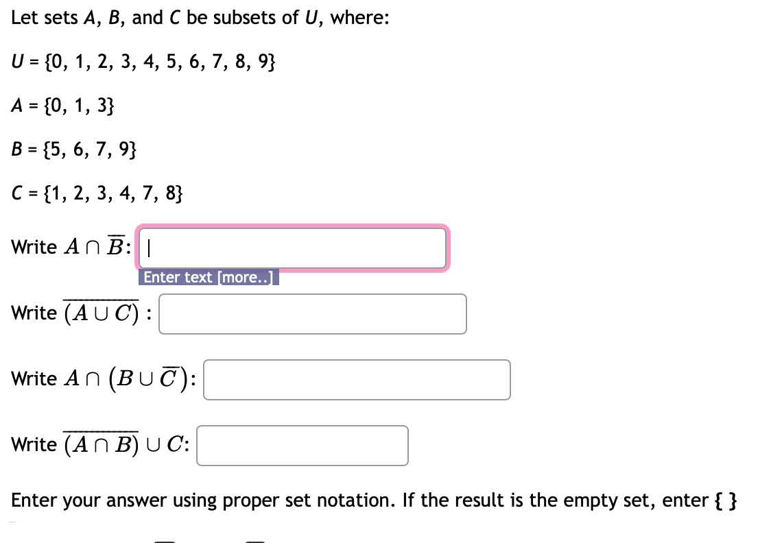 Solved Let Sets A, B, And C Be Subsets Of U, Where: | Chegg.com