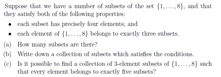 Solved Suppose that we have a number of subsets of the set | Chegg.com