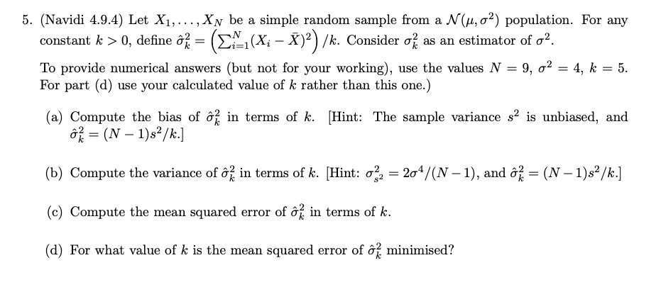 Solved 5 Navidi 4 9 4 Let X1 Xy Be A Simple Rand Chegg Com