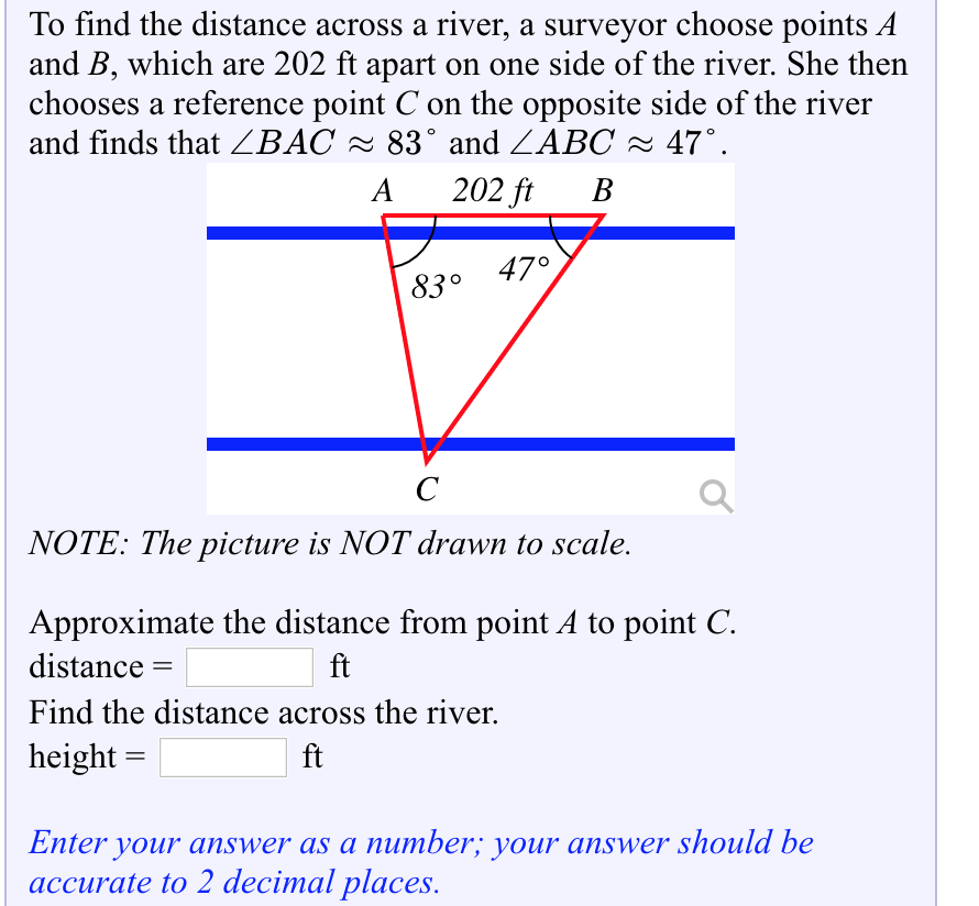 Solved To find the distance across a river, a surveyor