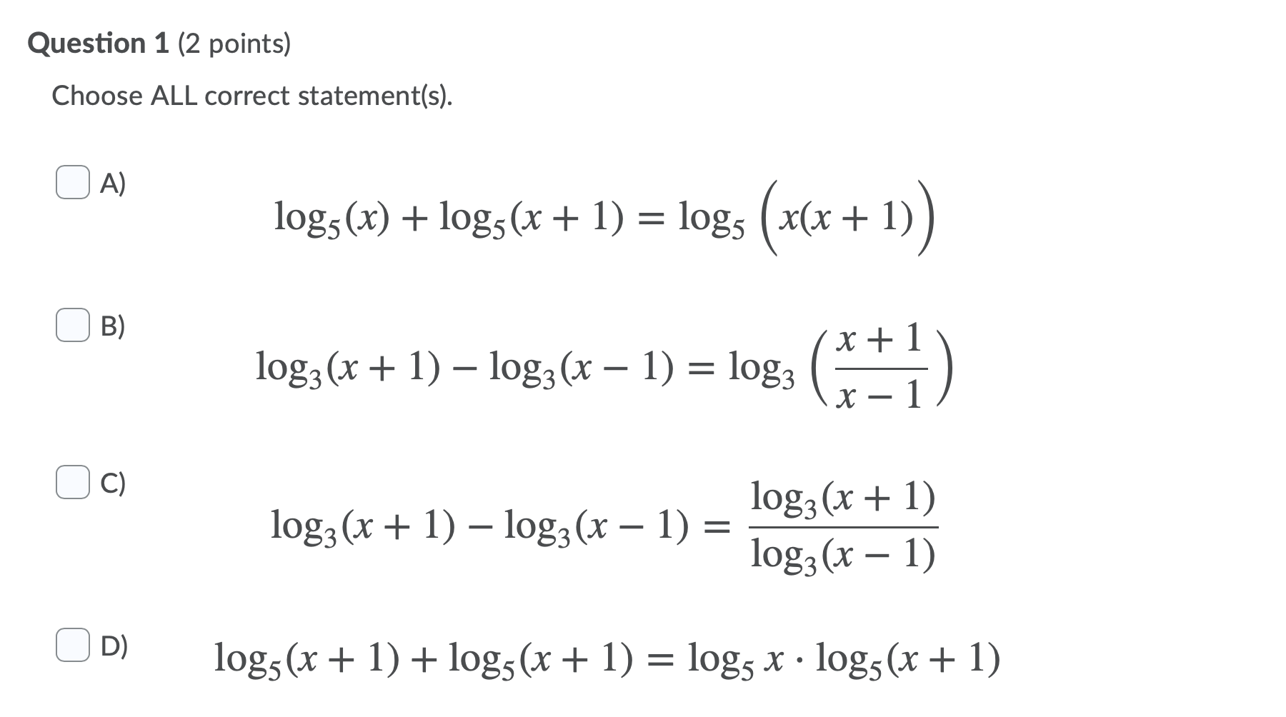 solved-choose-all-correct-statement-s-a-log5-7-log5-x-chegg