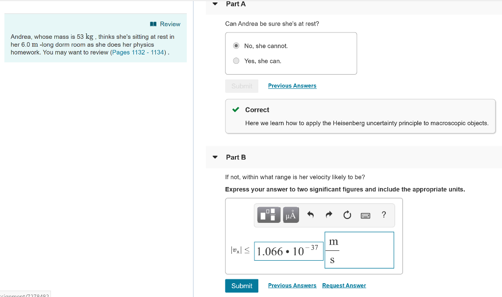Solved Part A Review Can Andrea be sure she's at rest? | Chegg.com