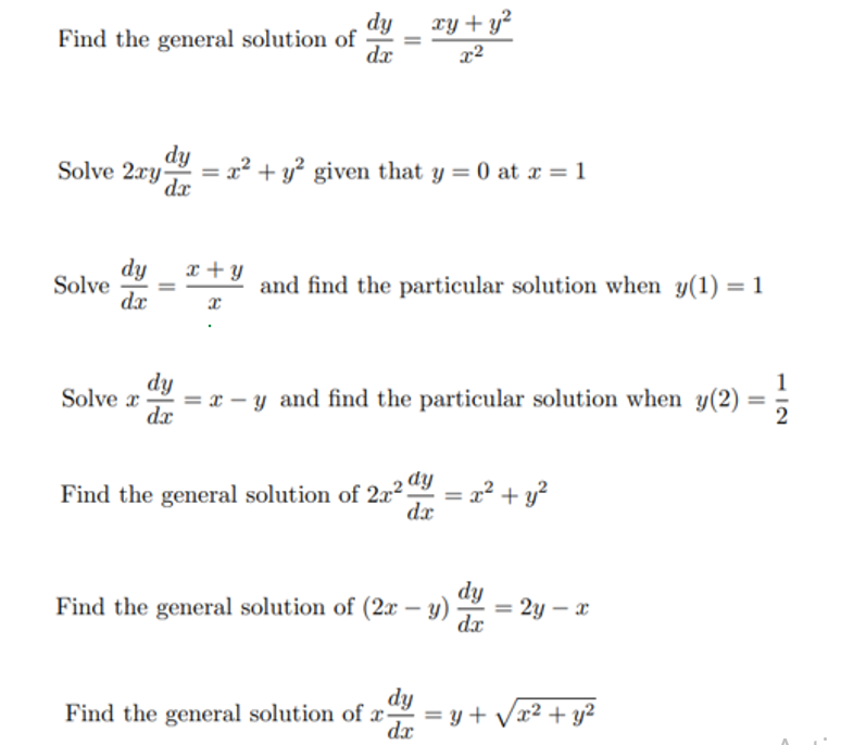 Solved dy Find the general solution of dx xy + y2 22 dy | Chegg.com