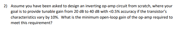 Solved 2) Assume you have been asked to design an inverting | Chegg.com