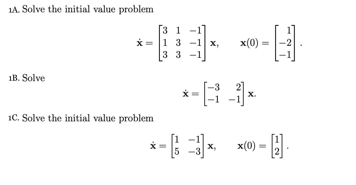 Solved 1 A. Solve the initial value problem | Chegg.com