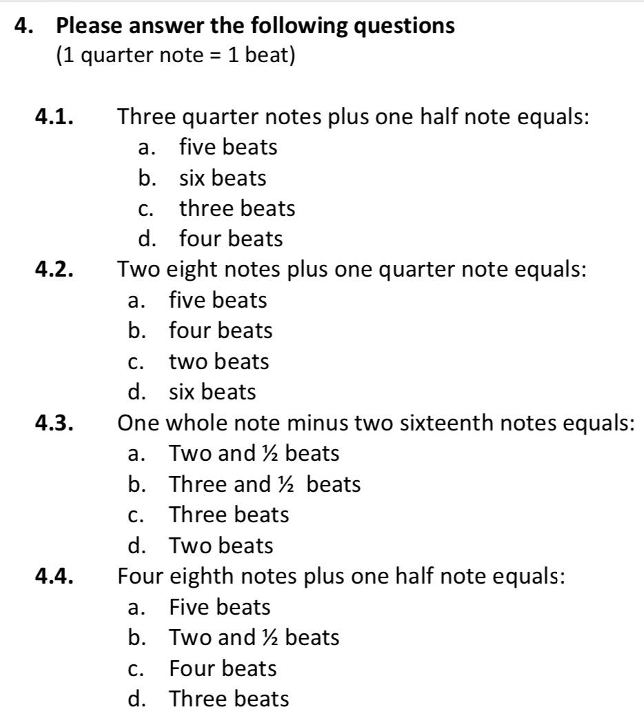 4. Please answer the following questions (1 quarter