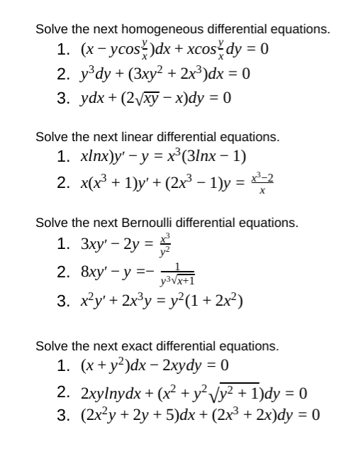 Solved Solve the next homogeneous differential equations | Chegg.com