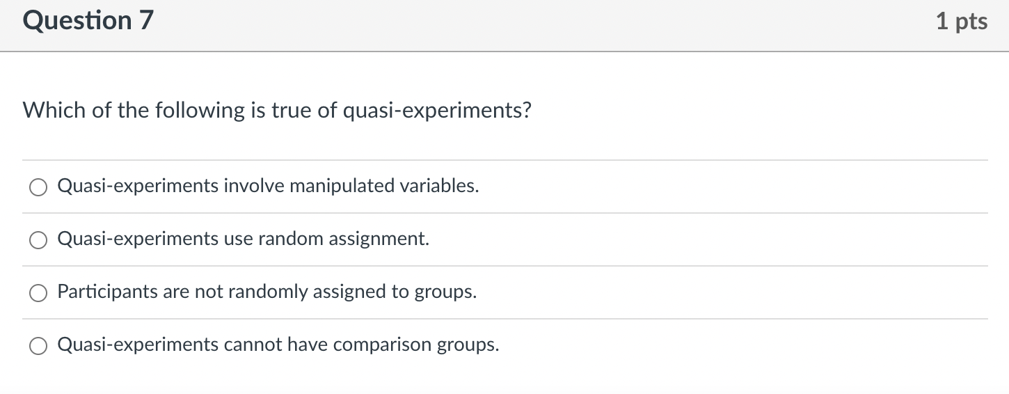 identify the true and false statements about quasi experiments