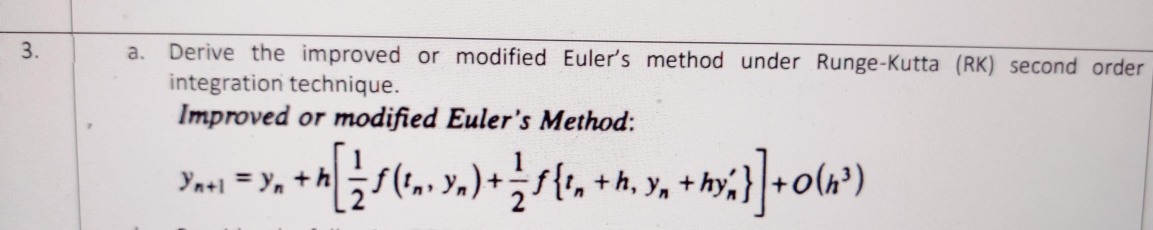 Solved A. Derive The Improved Or Modified Euler's Method | Chegg.com