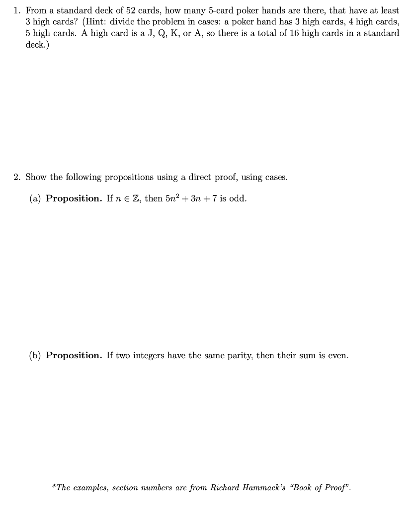 Solved 1. From a standard deck of 52 cards, how many 5 card