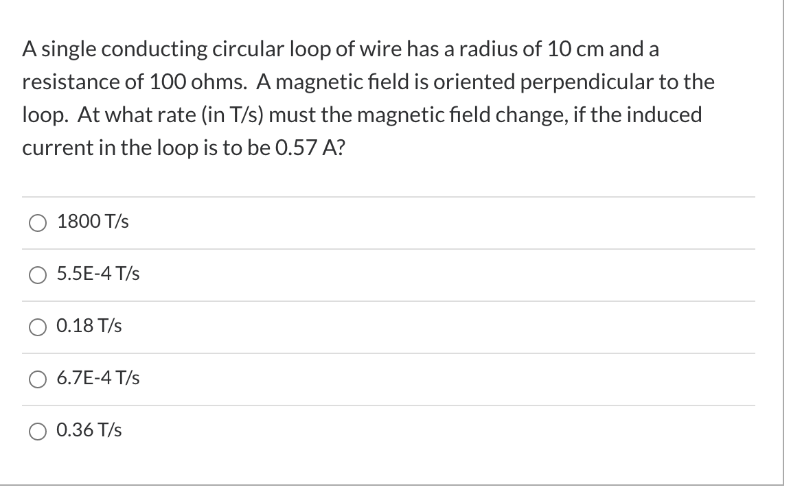 Solved A Single Conducting Circular Loop Of Wire Has A | Chegg.com