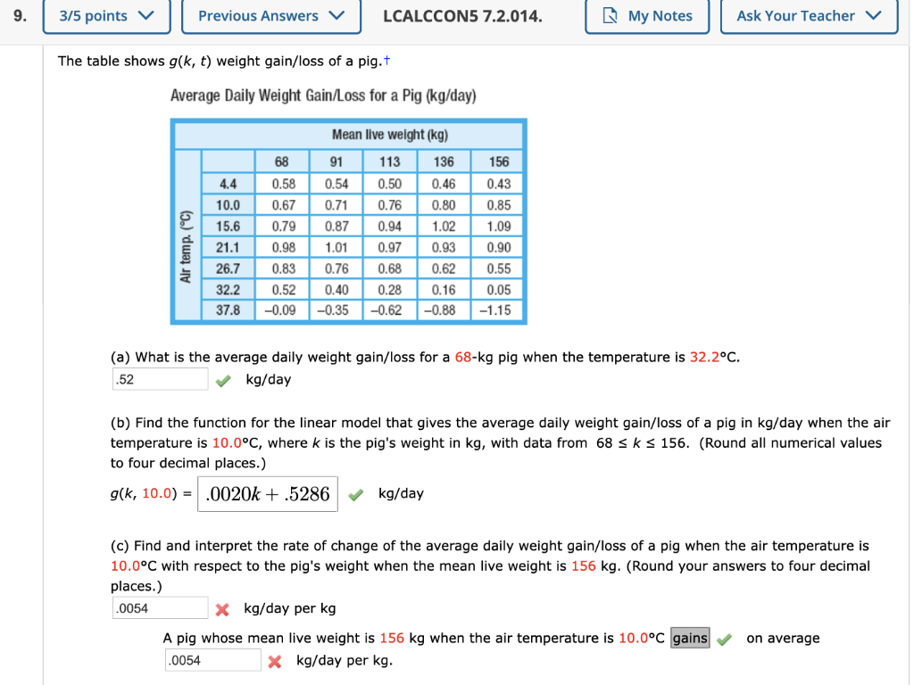 Solved 3 5 Points V Previous Answers V Lcalccon5 7 2 014 Chegg Com