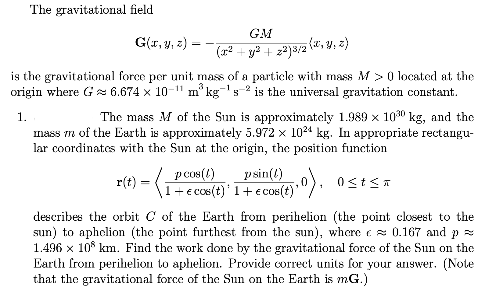 Solved The gravitational field | Chegg.com