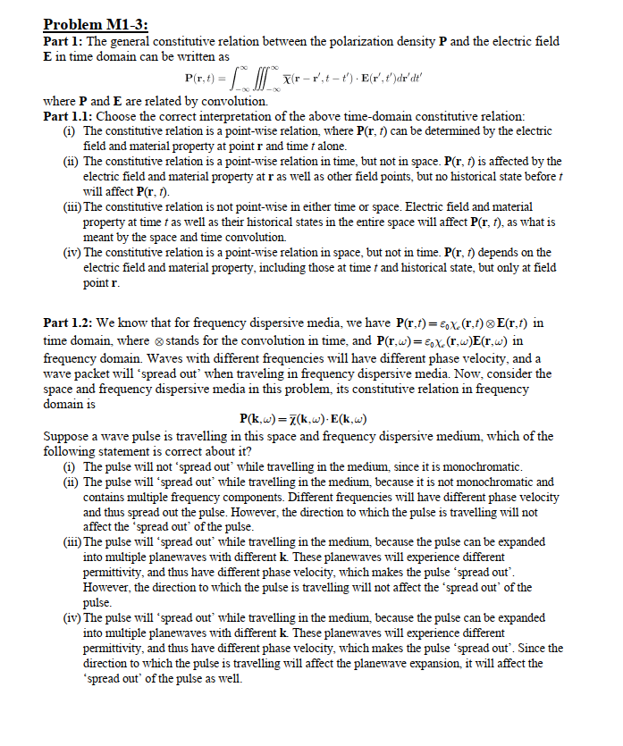 Solved Problem M1-3: Part 1: The general constitutive | Chegg.com