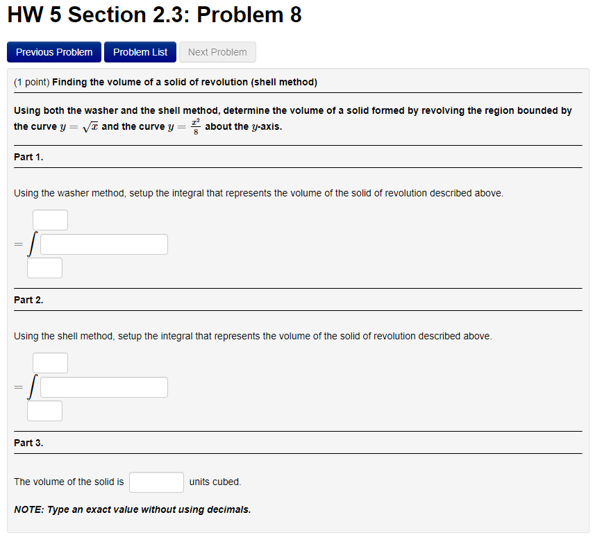 Solved HW 5 Section 2.3: Problem 8 Previous Problem Problem | Chegg.com