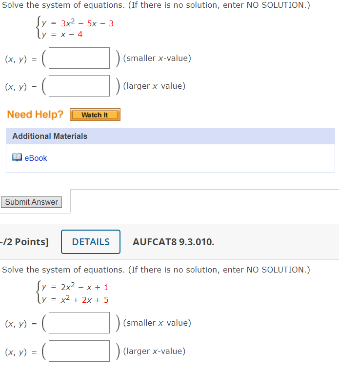 Solved Solve the system of equations. (If there is no | Chegg.com