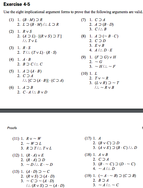 Solved Use The Eight Implicational Argument Forms To Prov Chegg Com