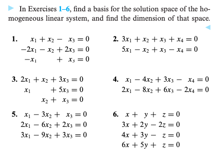 Solved In Exercises 1-6, find a basis for the solution space | Chegg.com