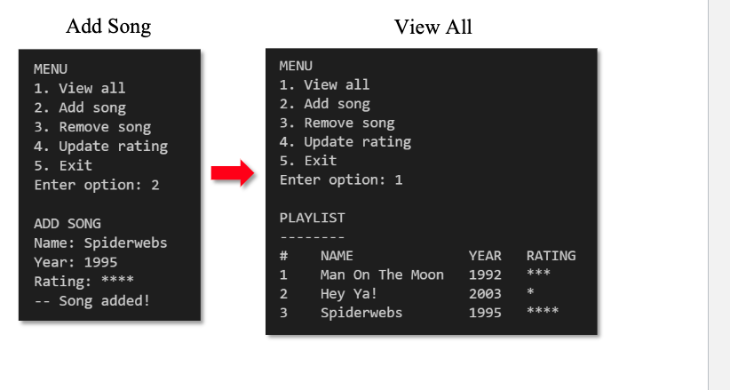 Solved Create a Python program that simulates a music | Chegg.com