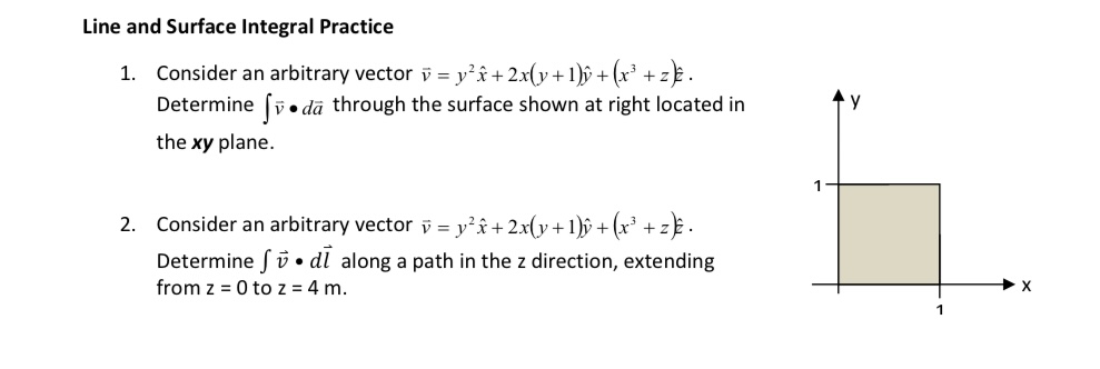 Solved Line and Surface Integral Practice 1. Consider an | Chegg.com