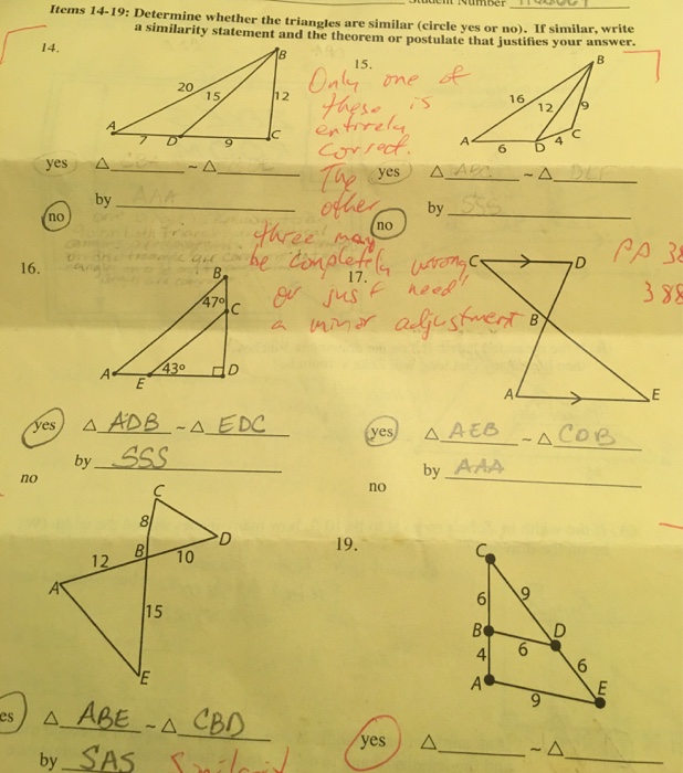 Solved Determine whether the triangles are similar (circle | Chegg.com