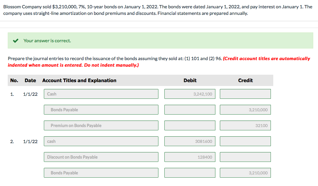 Solved Blossom Company sold 3,210,000, 7, 10year bonds on