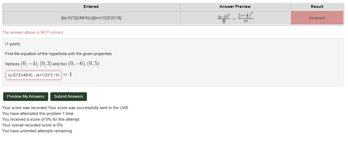 Solved Entered Answer Preview Result | Chegg.com