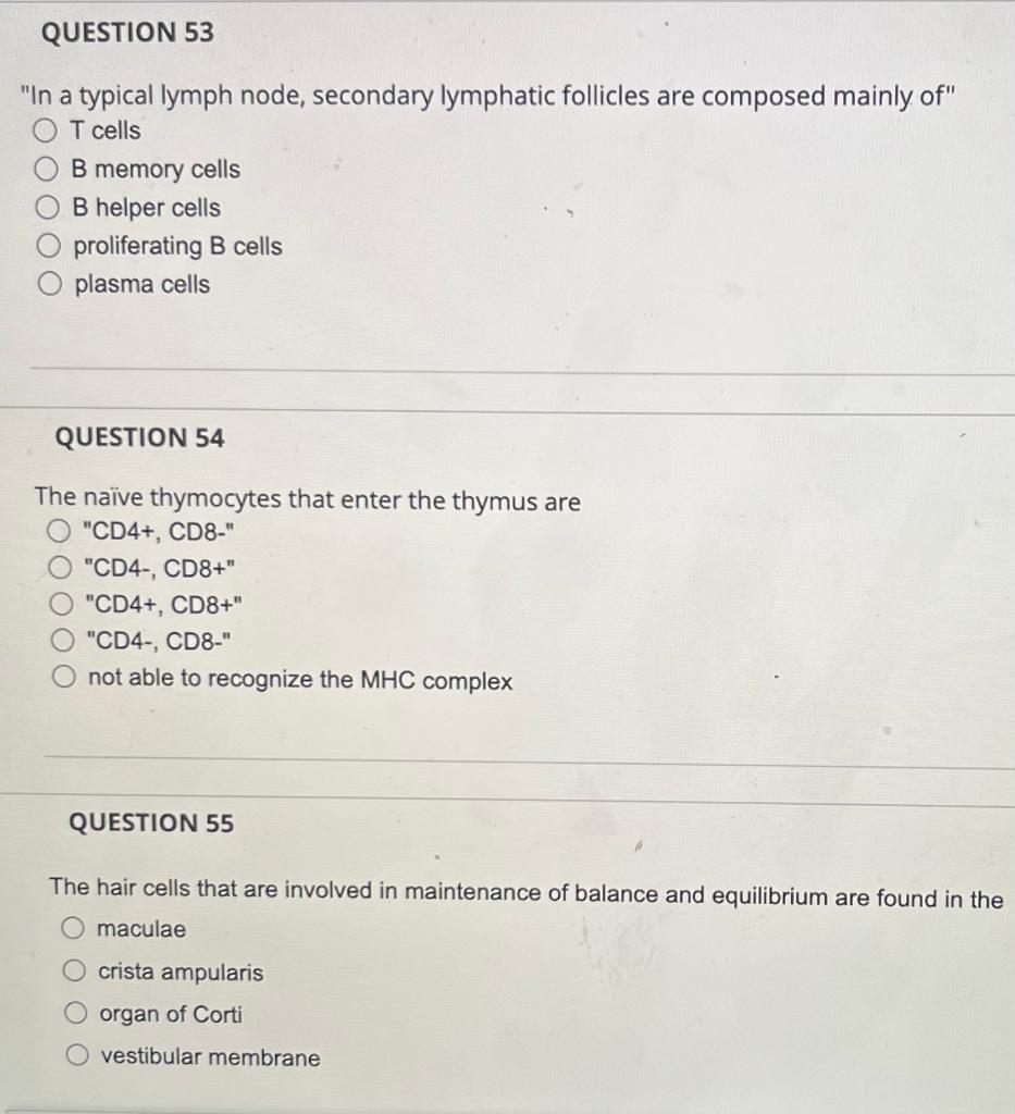 Solved "In a typical lymph node, secondary lymphatic | Chegg.com