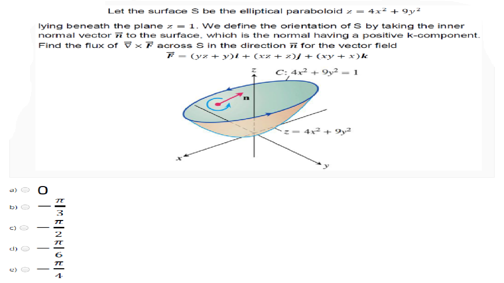 Solved Let The Surface S Be The Elliptical Paraboloid Z Chegg Com