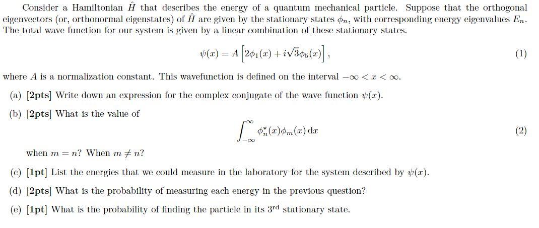 Solved Consider a Hamiltonian Ä that describes the energy of | Chegg.com