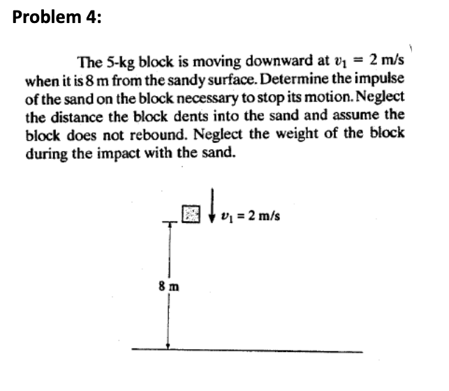 Solved The 5-kg block is moving downward at v1=2 m/s when it | Chegg.com
